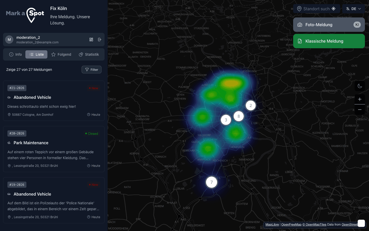 Bürgeranliegen Übersicht - kommunales Anliegenmanagement